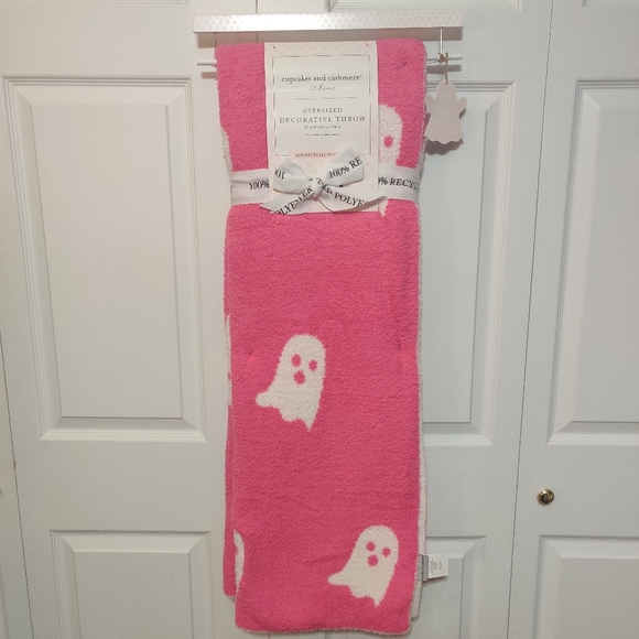 cupcakes & cashmere Other - Pink ghost blanket viral tik tok throw cupcakes and cashmere halloween decor